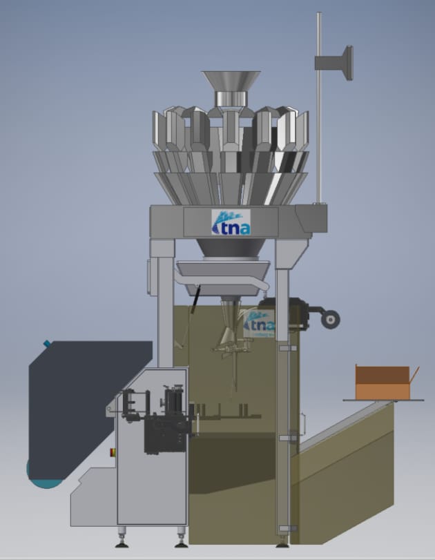 tna's new VFFS packaging system with integrated labbeler and inserter launched at PackExpo in Chicago.
